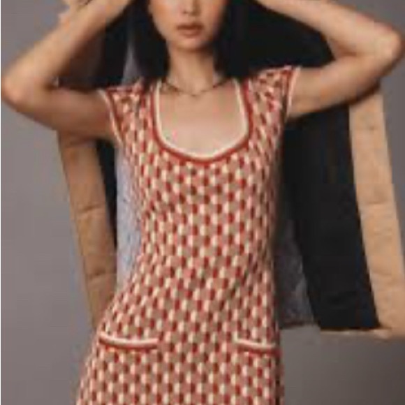 By Anthropologie Square-Neck Fit & Flare Sweater Mini Dress - Picture 4 of 7